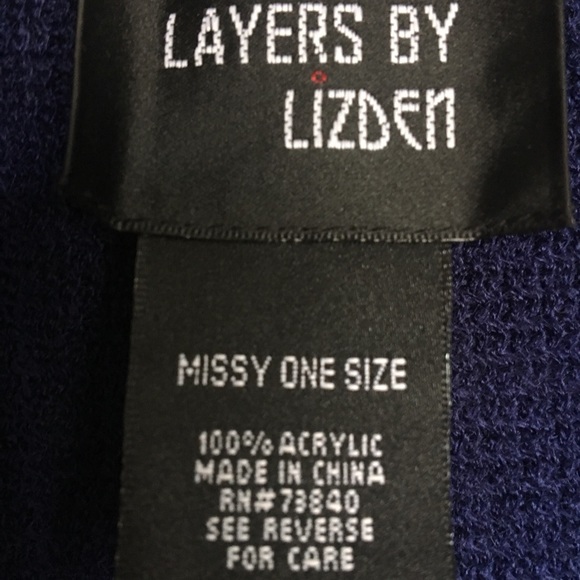 Soft Navy Blue Wrap with fringe, one size - Picture 6 of 6